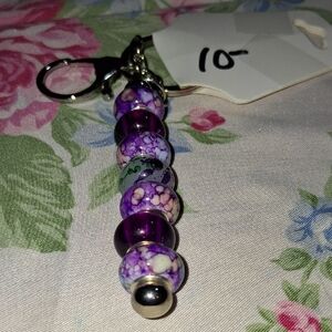 Purple Beaded Keychain